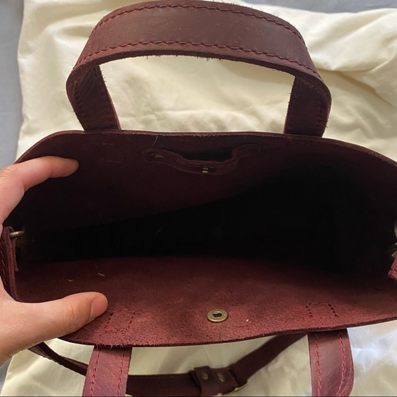 Portland Leather Goods Mini Tote Crossbody in Merlot - Picture 6 of 7